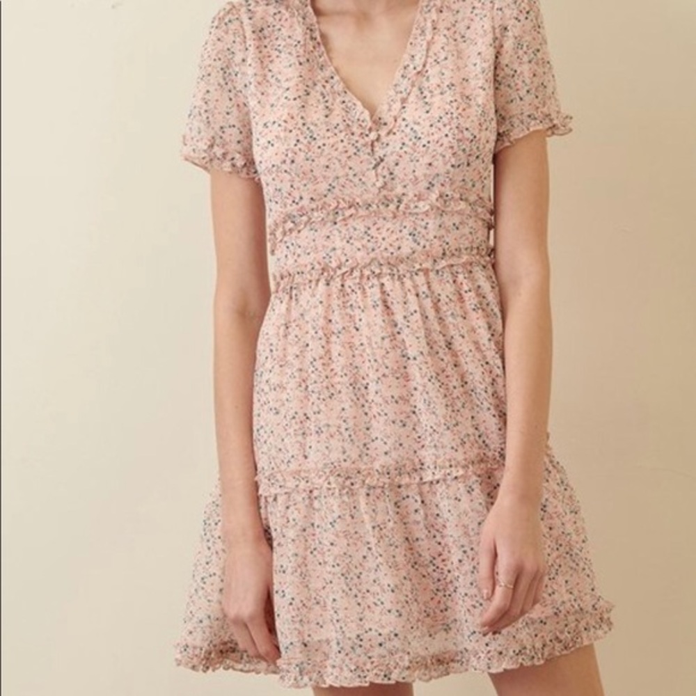 Blush Floral Spring Garden Ruffle Dress